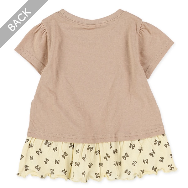 ワンポイント刺繍裾フリル半袖Tシャツ