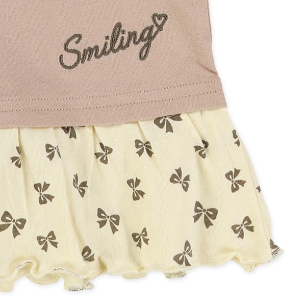 ワンポイント刺繍裾フリル半袖Tシャツ