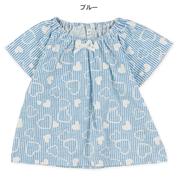 スラブ天竺リボンスモック半袖Tシャツ