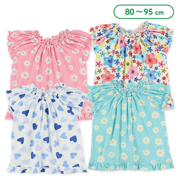 天竺総柄スモック半袖Tシャツ