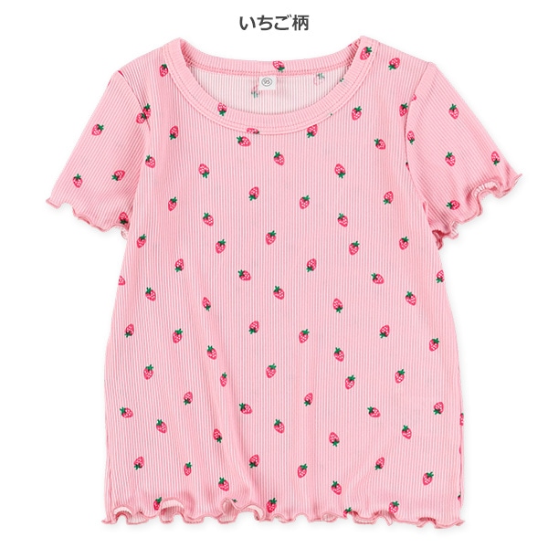 テレコ花柄・いちご柄半袖Tシャツ
