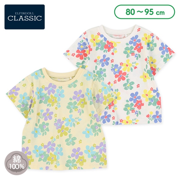 花総柄半袖Tシャツ