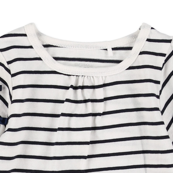 袖リボンボーダー半袖Tシャツ