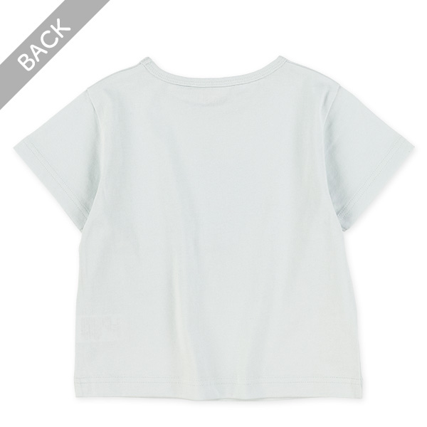 花束プリント飾りリボン付き半袖Tシャツ