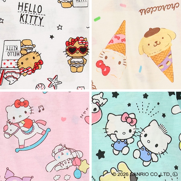 総柄半袖Tシャツ（ハローキティ・サンリオキャラクターズ）