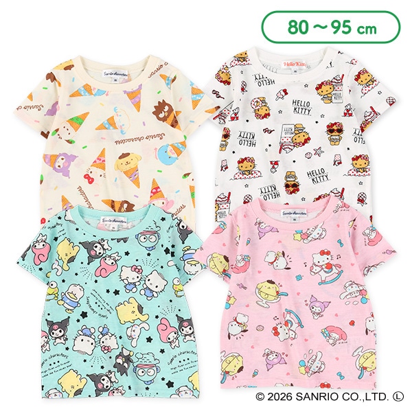 総柄半袖Tシャツ（ハローキティ・サンリオキャラクターズ）