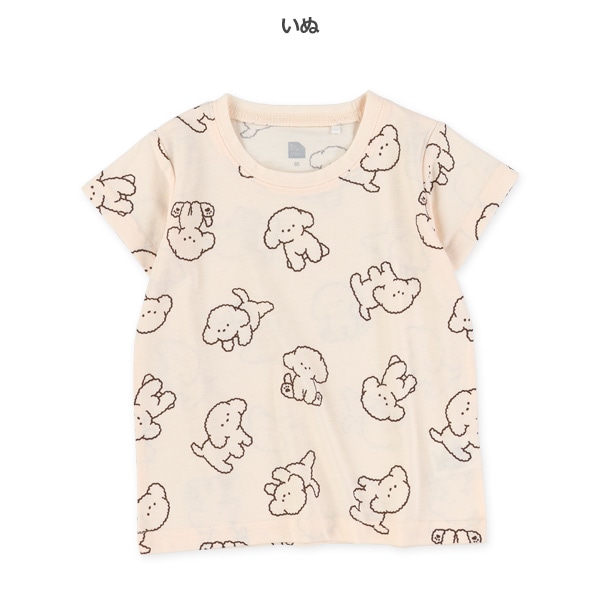 いぬ・ねこ総柄半袖Tシャツ