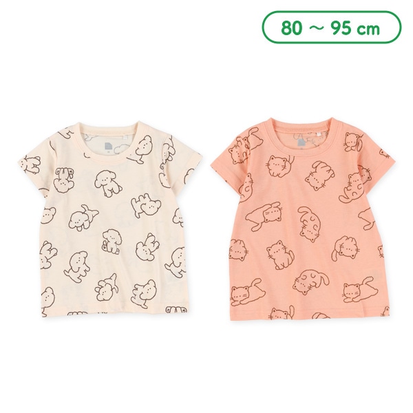 いぬ・ねこ総柄半袖Tシャツ