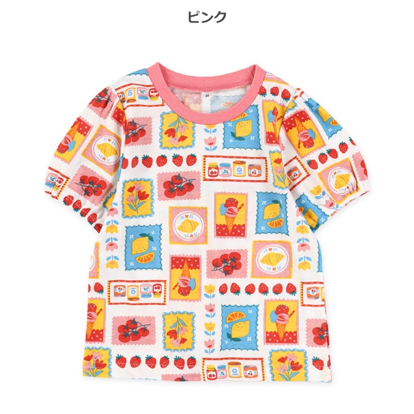 カラフルスイーツお花いちご総柄半袖Tシャツ