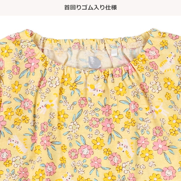 小花ねこ総柄半袖Tシャツ