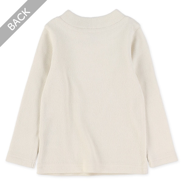 ワッフル起毛ハイネック長袖Tシャツ