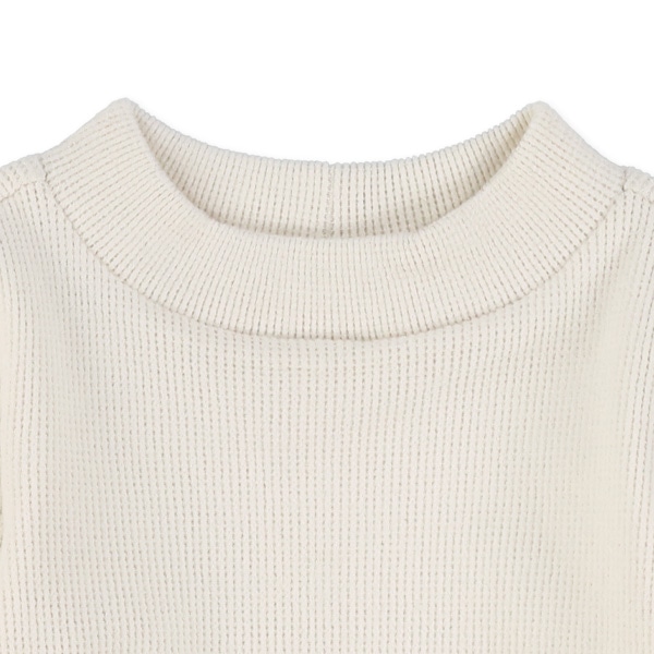 ワッフル起毛ハイネック長袖Tシャツ
