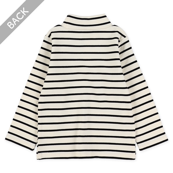 スムース起毛ボーダーハイネック長袖Tシャツ