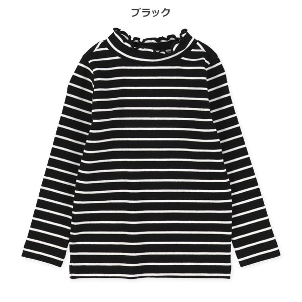 テレコボーダーハイネック長袖Tシャツ