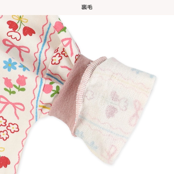 ミニ裏毛花ハート総柄トレーナー