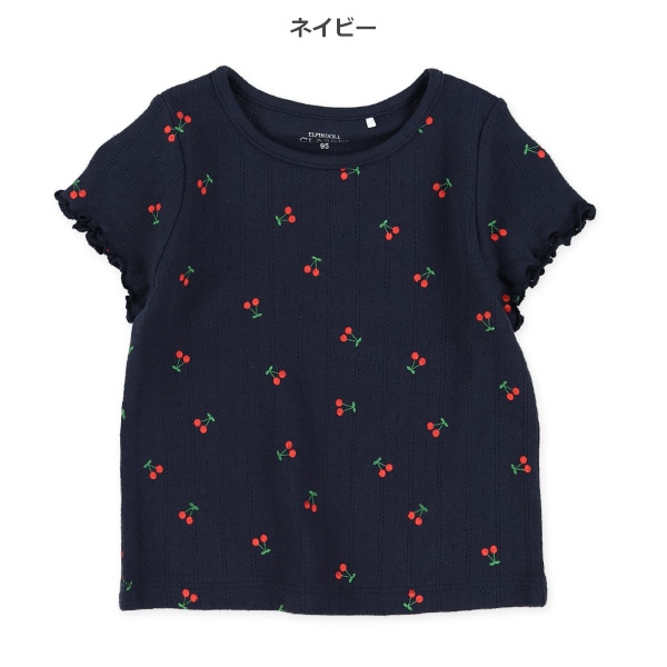 パターンメッシュさくらんぼフレンチＴシャツ
