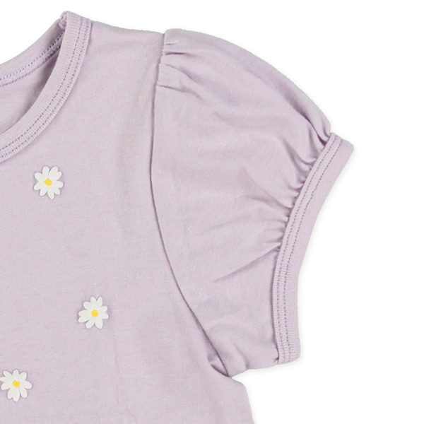 花発泡プリント切り替えフレンチTシャツ