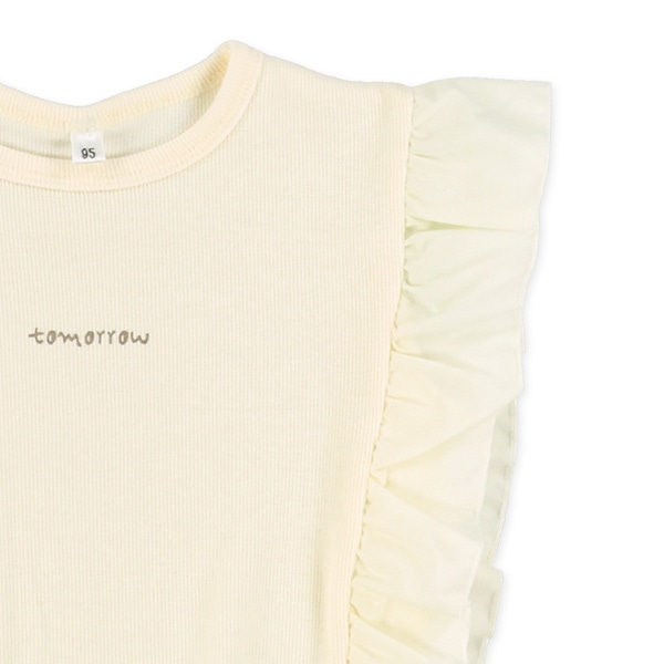 スパンテレコ脇フリルフレンチTシャツ