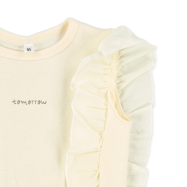 スパンテレコ脇フリルフレンチTシャツ