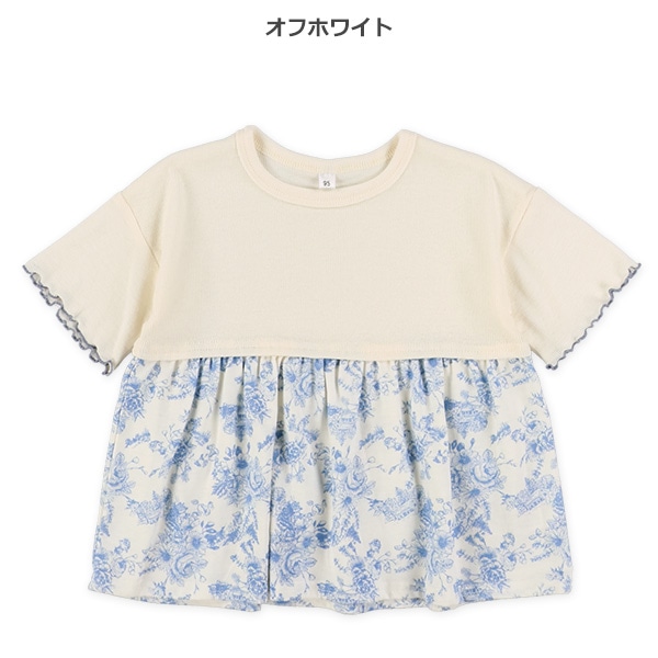 テレコ切り替えドロップショルダー半袖Tシャツ