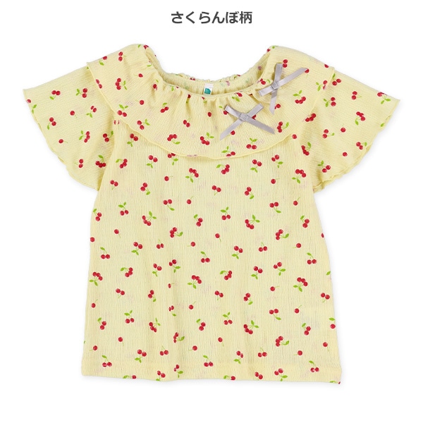 楊柳花・チェリー襟付き半袖Tシャツ