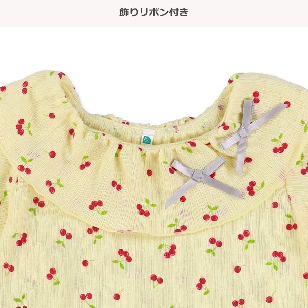 楊柳花・チェリー襟付き半袖Tシャツ