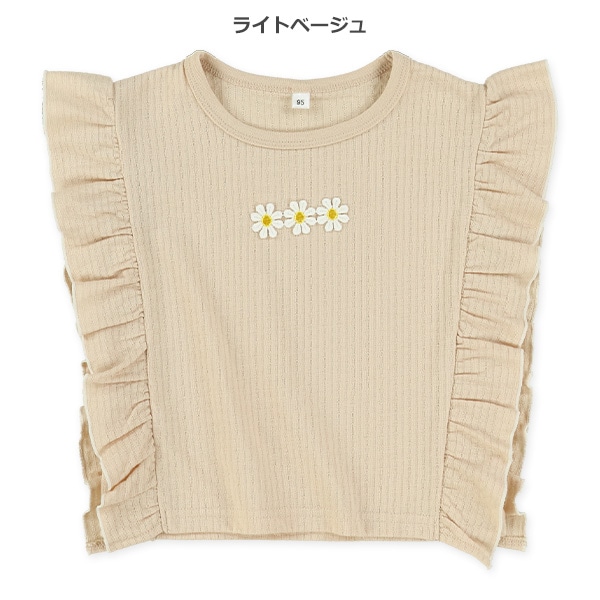 花モチーフフリルフレンチTシャツ