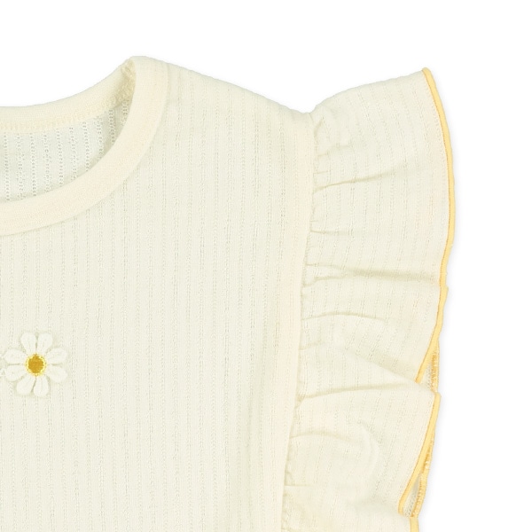 花モチーフフリルフレンチTシャツ