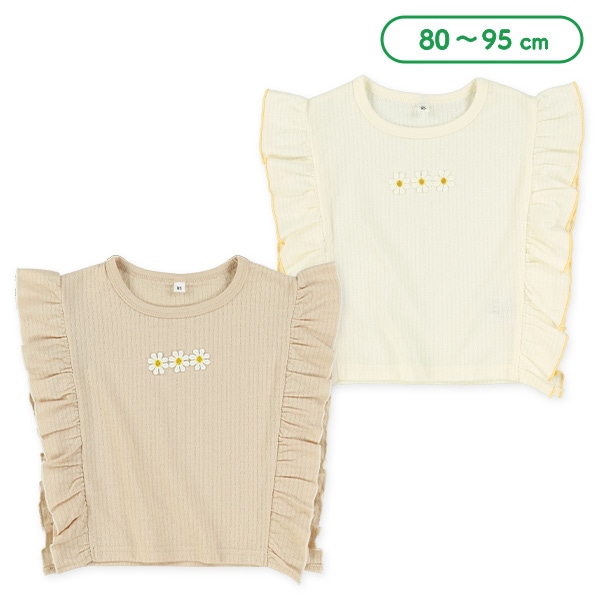 花モチーフフリルフレンチTシャツ