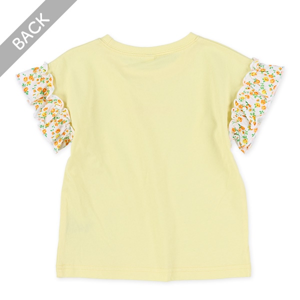 袖花柄フレンチTシャツ