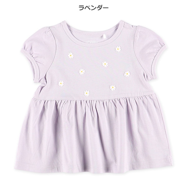 花発泡プリント切り替えフレンチTシャツ