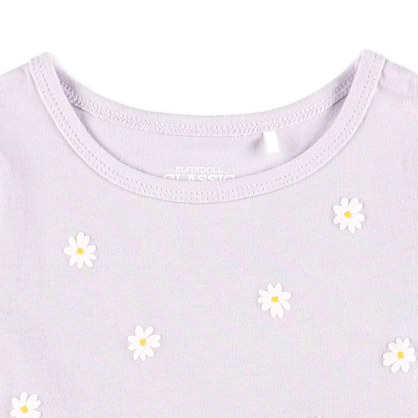 花発泡プリント切り替えフレンチTシャツ