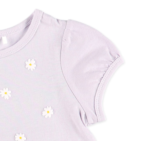 花発泡プリント切り替えフレンチTシャツ