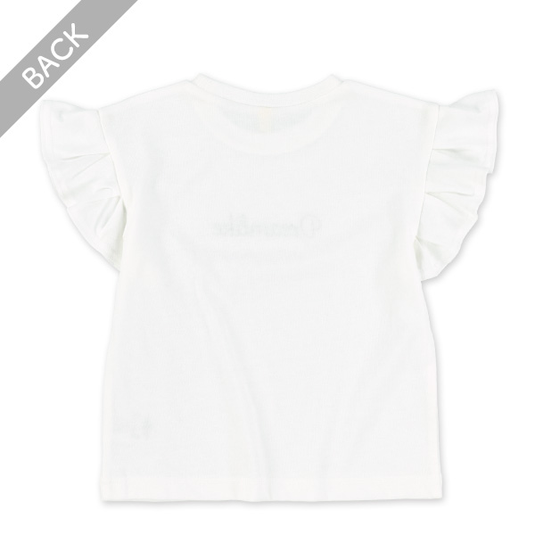 袖フリルロゴフレンチTシャツ