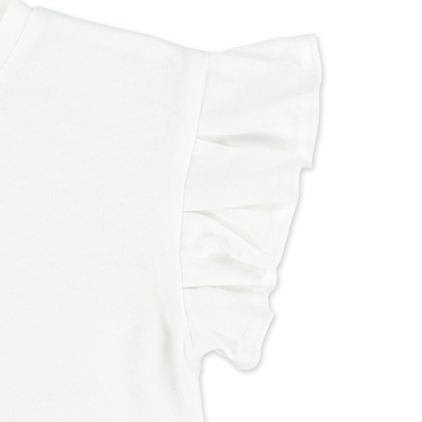 袖フリルロゴフレンチTシャツ