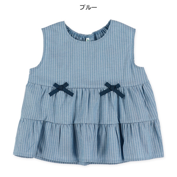 ダンガリーティアードノースリーブブラウス
