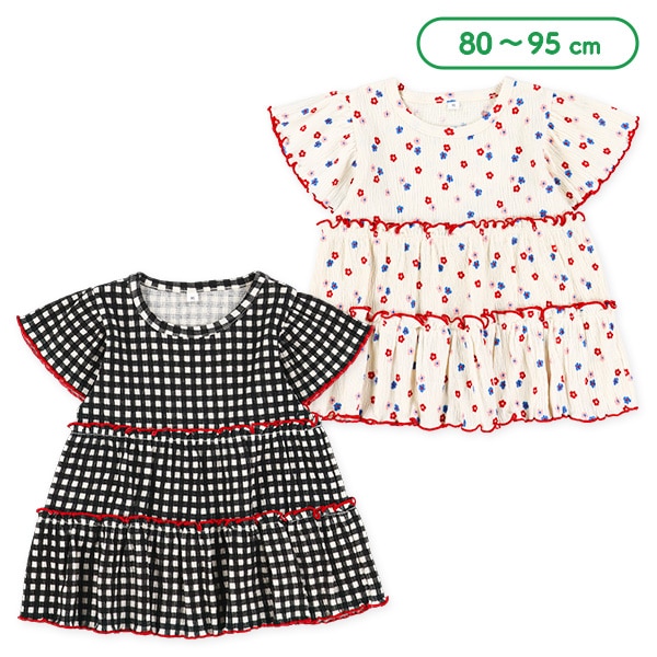 ストレッチクレープティアードフレンチトップス