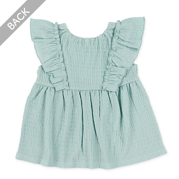 シャーリングフリルノースリーブブラウス