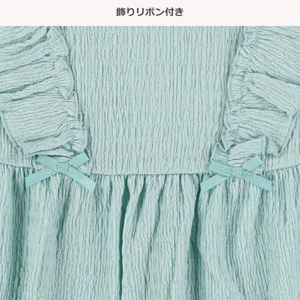 シャーリングフリルノースリーブブラウス