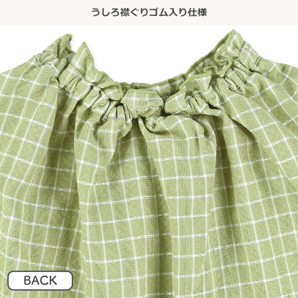 布帛チェック総柄ノースリーブブラウス
