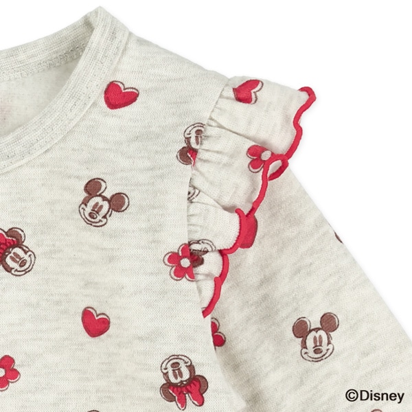 裏起毛総柄フリルトレーナー（ミニーマウス）