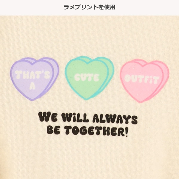 裏起毛胸ハートロゴトレーナー