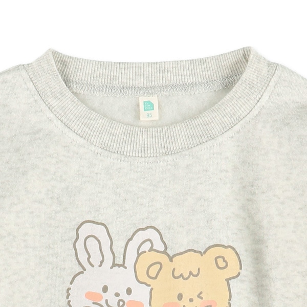 裏起毛うさぎくま発泡プリントトレーナー