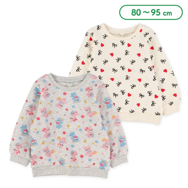 ニットキルトリボンハート柄・くま柄トレーナー