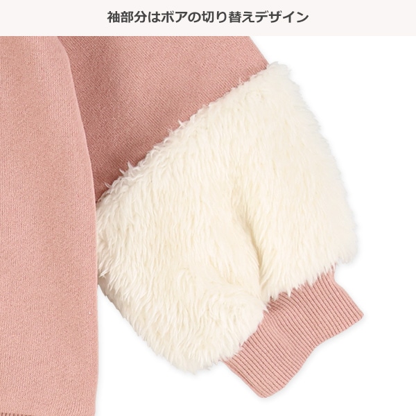 裏起毛袖ボアプリントトレーナー