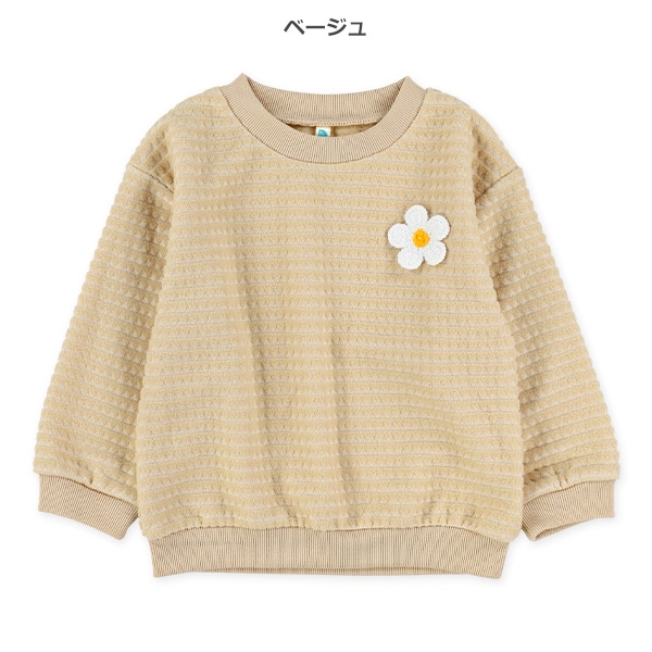 裏起毛フリースジャガード花モチーフトレーナー