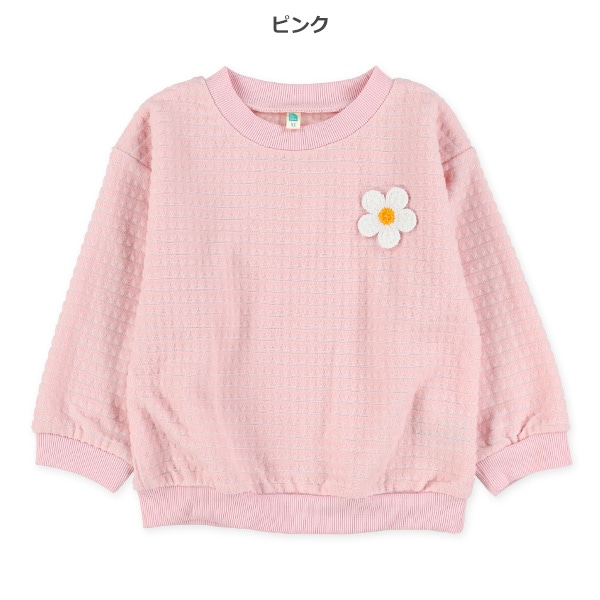 裏起毛フリースジャガード花モチーフトレーナー