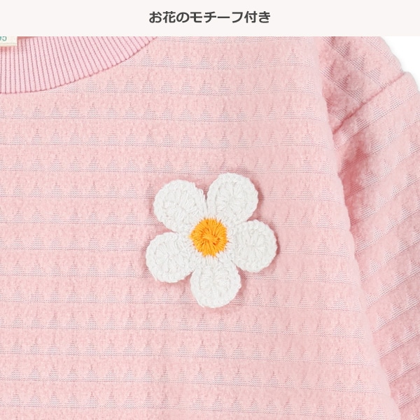 裏起毛フリースジャガード花モチーフトレーナー