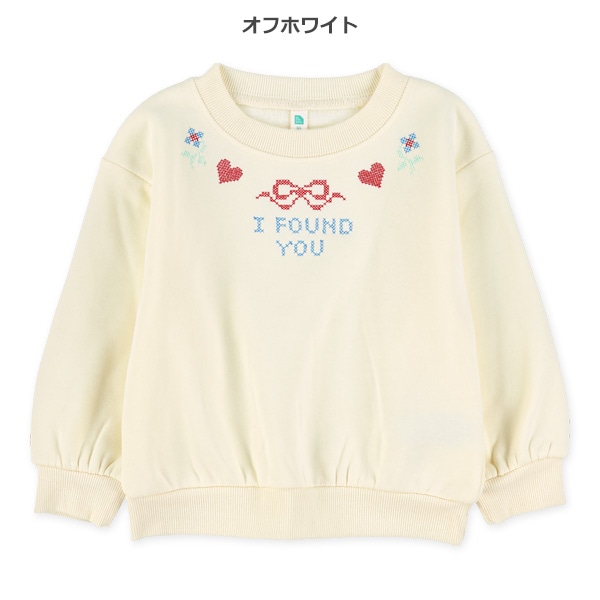 裏起毛襟まわり刺繍トレーナー