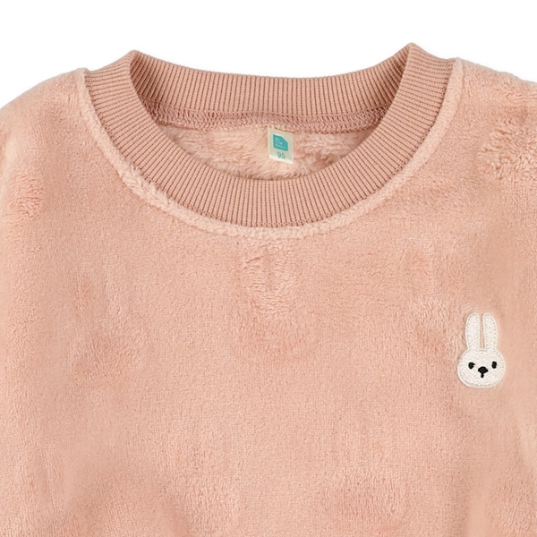 カービングフリース胸刺繍トレーナー